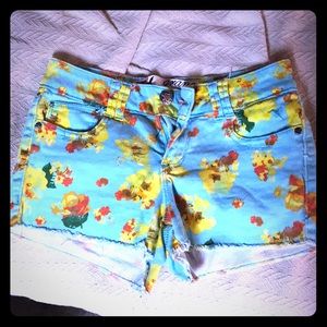 Grand Floral denim stretch shorts